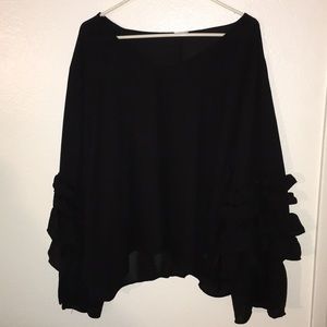 Black Ruffled long sleeve top